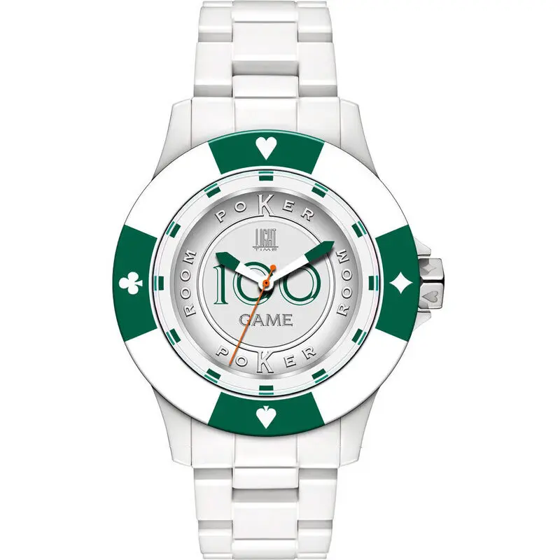 Light Time Poker - White / Green (L147D) Men WATCHES