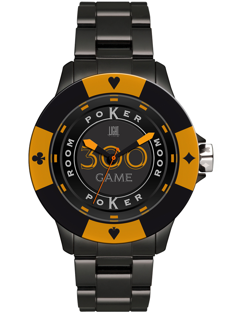 Light Time Poker - Black / Orange (L147G) Men's Watch