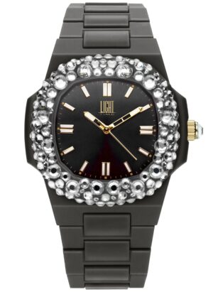 Light Time Velvet Nautilus - Black Clear Strass (L512-NE-1) Women's Watch