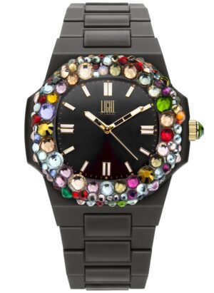Light Time Velvet Nautilus - Black Rainbow Strass (L512-NE-2) Women's Watch