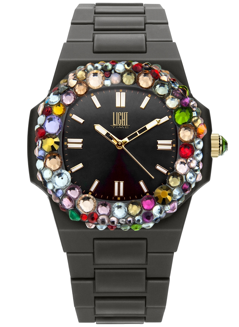 Light Time Velvet Nautilus - Black Rainbow Strass (L512-NE-2) Women's Watch