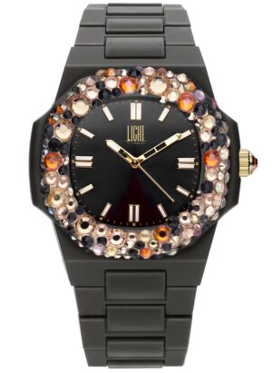 Light Time Velvet Nautilus - Black Rainbow Strass (L512-NE-3) Women's Watch