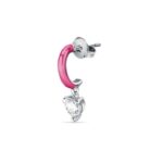 La Petite Story Single Steel Earrings With Fuchsia Enamel And Clear Zircon LPS02AQM35 For Women