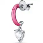La Petite Story Single Steel Earrings With Fuchsia Enamel And Clear Zircon LPS02AQM35 For Women