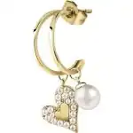 La Petite Story Single Gold Tone Steel Earrings With Synthetic Pearls And Clear Crystal LPS02AQM38 For Women