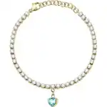 La Petite Story Gold Tone Steel Love Bracelet With Aqua And Clear Crystals LPS05ASD29 For Women