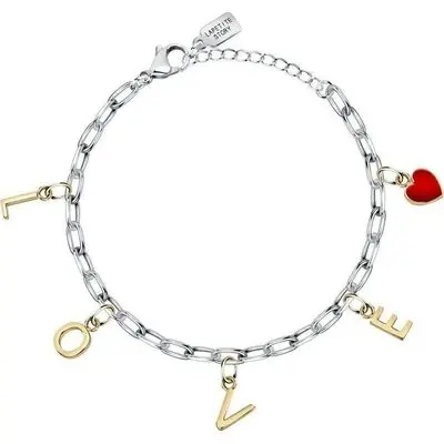 La Petite Story Steel Love Bracelet With Heart Enamel And Letters LPS05ASD34 For Women