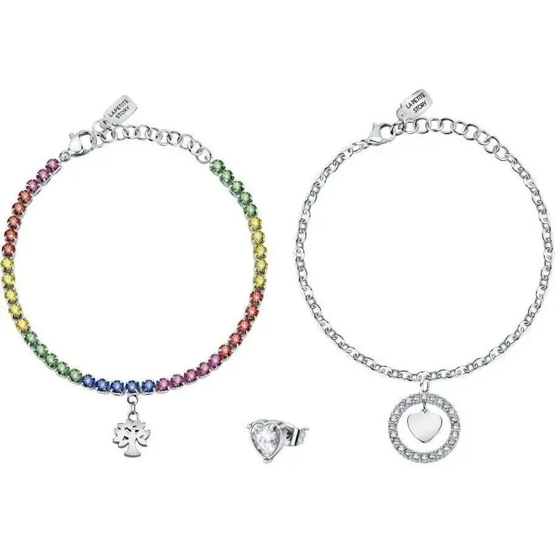 La Petite Story Steel Necklace And Earrings Special Set With Multicolor Crystal LPS20ASD03 For Women