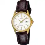 Casio Collection Lady Date Leather - White. Gold Indexes (LTP-1183Q-7ADF) Women WATCHES