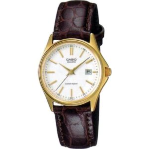Casio Collection Lady Date Leather - White. Gold Indexes (LTP-1183Q-7ADF) Women WATCHES