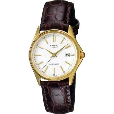 Casio Collection Lady Date Leather - White. Gold Indexes (LTP-1183Q-7ADF) Women WATCHES