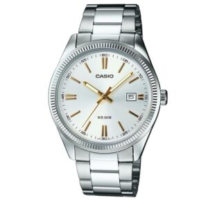 Casio Collection Lady Date - Argentee. Gold Indexes (LTP-1302D-7A2VDF) Women's Watch