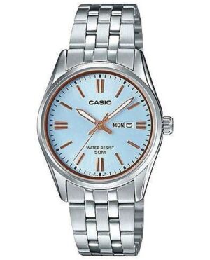 Casio Collection Lady Day & Date - Light Blue. Bronze Indexes (LTP-1335D-2AVDF) Women's Watch