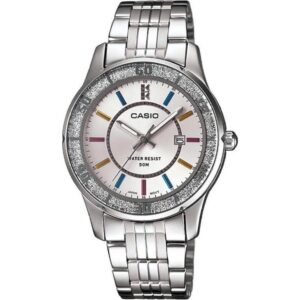 Casio Collection Lady Date Glitter Bezel - White (LTP-1358D-7AVDF) Women WATCHES