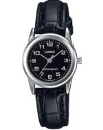 Casio Collection Lady 3h. Leather - Black (LTP-V001L-1BUDF) Women's Watch