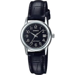 Casio Collection Lady date silver, leather - black (ltp-v002l-1budf) Women's Watch