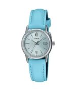 Casio Collection Lady Date Silver. Leather - Light Blue (LTP-V002L-2B3UDF) Women's Watch