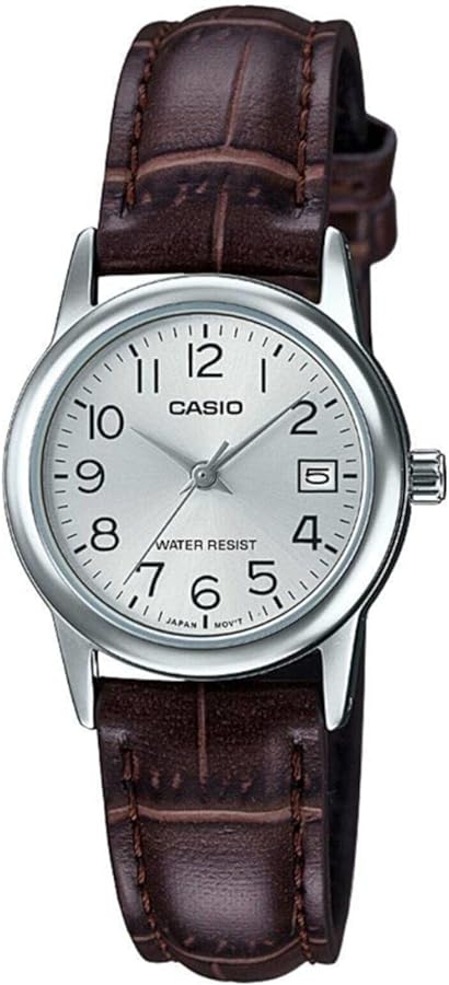 Casio Collection Lady date silver, leather - argentee (ltp-v002l-7b2udf) Women's Watch 1 Casio Collection Lady Date Silver