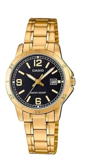Casio Collection Lady Date. Gold - Black (LTP-V004G-1BUDF) Women's Watch
