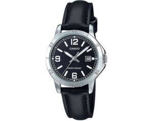Casio Collection Lady Date. Leather - Black (LTP-V004L-1BUDF) Women's Watch