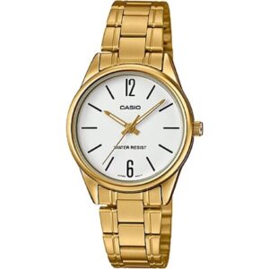 Casio Collection Only Time Lady Gold - White (LTP-V005G-7BUDF) Women WATCHES