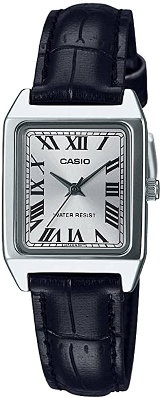 Casio Collection Tank. Leather - Silver (LTP-V007L-7B1UDF) Women's Watch