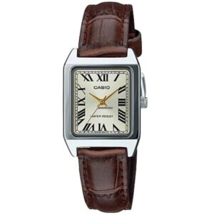Casio Collection Tank. Leather - Champagne (LTP-V007L-9BUDF) Women's Watch
