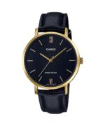 Casio Collection minimal gold, leather - black (ltp-vt01gl-1budf) Women's Watch