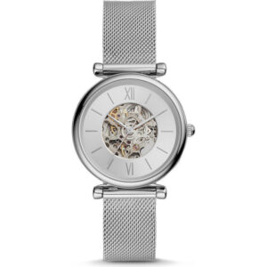 Fossil Carlie Silver Dial Stainless Steel Automatic ME3176 Women's Watch