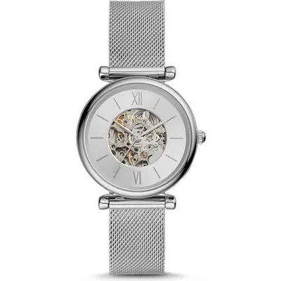 Fossil Carlie Silver Dial Stainless Steel Automatic ME3176 Women's Watch