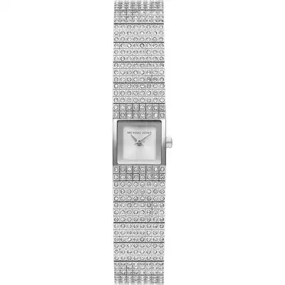 Michael Kors Mini Darrington Women’s Silver-Tone Watch | Pavé Crystal Square Case & Jewellery Bracelet (MK4886)
