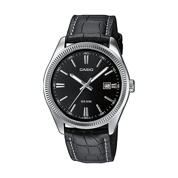 Casio Collection Date. Leather - Black (MTP-1302PL-1AVEF) Men's Watch