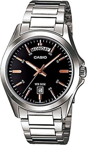 Casio Collection Day Date - Black Rose Gold Index (MTP-1370D-1A2UDF) Men's Watch
