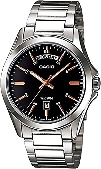 Casio Collection Day Date - Black Rose Gold Index (MTP-1370D-1A2VDF) Men's Watch