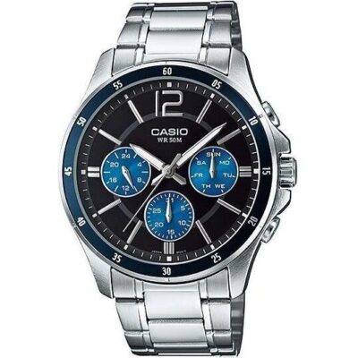 Casio Collection Multifunction Calendar - Black & Blue (MTP-1374D-2AVDF) Men WATCHES