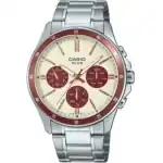 Casio Collection Multifunction Calendar - Champagne & Bordeaux (MTP-1374D-5A2VDF) Men WATCHES