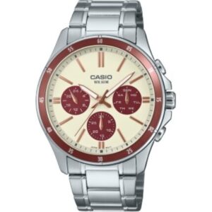 Casio Collection Multifunction Calendar - Champagne & Bordeaux (MTP-1374D-5A2VDF) Men WATCHES