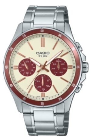 Casio Collection Multifunction Calendar - Champagne & Bordeaux (MTP-1374D-5A2VDF) Men's Watch