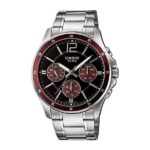 Casio Collection Multifunction Calendar - Black & Bordeaux (MTP-1374D-5AVDF) Men's Watch