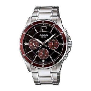 Casio Collection Multifunction Calendar - Black & Bordeaux (MTP-1374D-5AVDF) Men's Watch