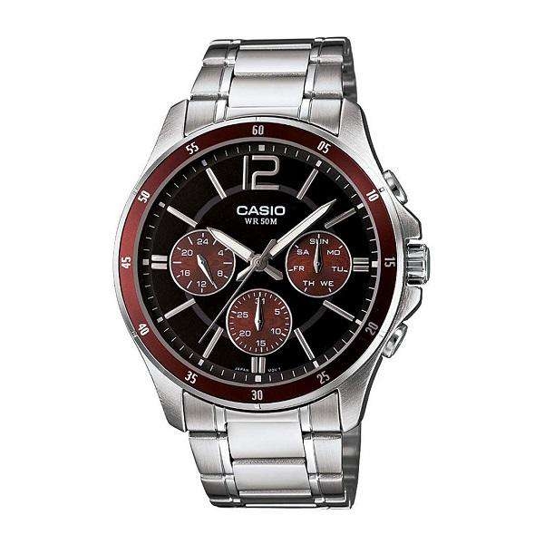 Casio Collection Multifunction Calendar - Black & Bordeaux (MTP-1374D-5AVDF) Men's Watch