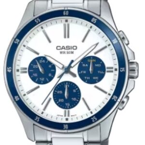 Casio Collection Multifunction Calendar - White & Blue Panda (MTP-1374D-7A2VDF) Men WATCHES