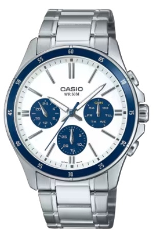 Casio Collection Multifunction Calendar - White & Blue Panda (MTP-1374D-7A2VDF) Men's Watch