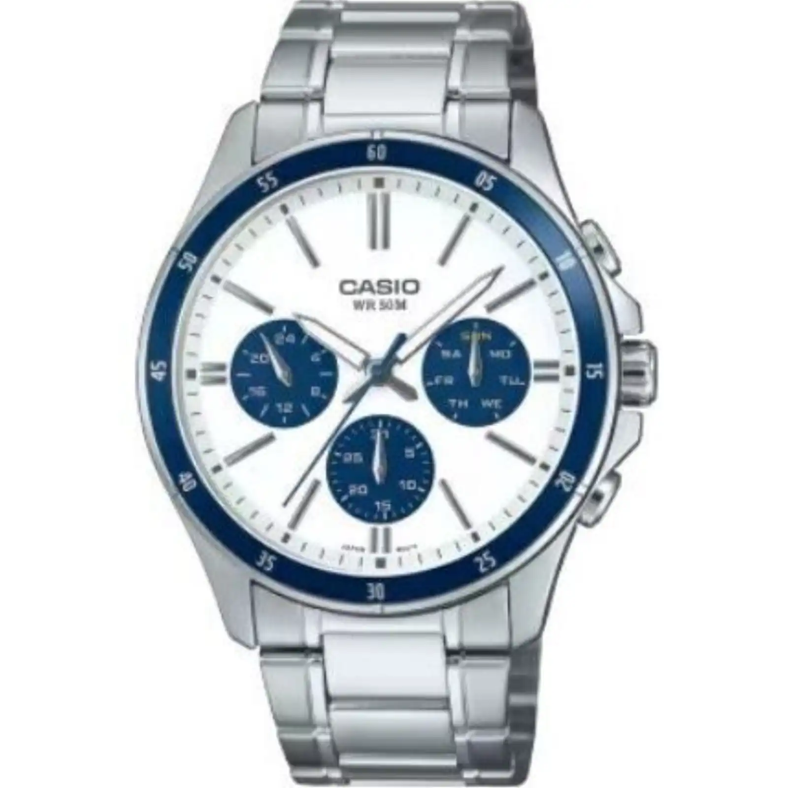 Casio Collection Multifunction Calendar - White & Blue Panda (MTP-1374D-7A2VDF) Men WATCHES Casio Collection Multifunction Calendar - White & Blue Panda (MTP-1374D-7A2VDF) Men WATCHES
