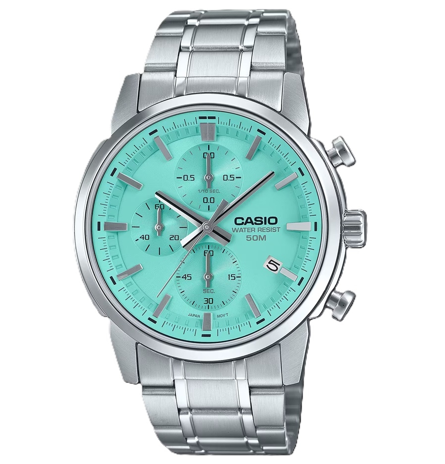 Casio Collection Chrono Date - Aqua Green (MTP-E510D-2AVDF) Men's Watch