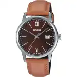 Casio Maroon Dial Stainless Steel Analog Quartz MTP-V002L-5B3 MTPV002L-5 Men's Watch