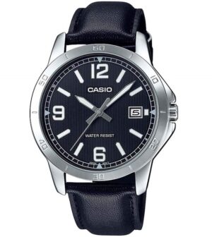 Casio Collection Casual Date. Leather - Black (MTP-V004L-1BUDF) Men's Watch