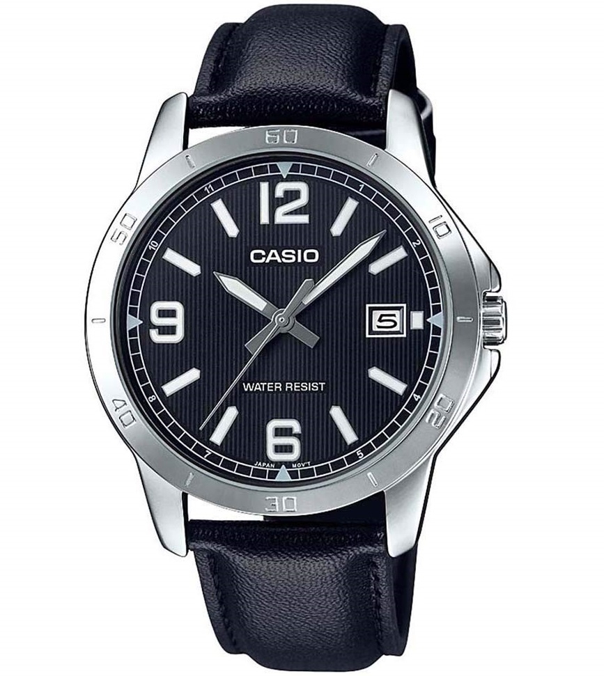 Casio Collection casual date, leather - black (mtp-v004l-1budf) Men's Watch 1 Casio Collection Casual Date. Leather - Black (MTP-V004L-1BUDF) Men's Watch