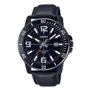 Casio Sport Collection Diver 50m Leather - Full Black (MTP-VD01BL-1BVUDF) Men's Watch