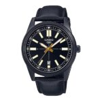 Casio Collection Casual Date - Leather. Full Black (MTP-VD02BL-1EUDF) Men's Watch